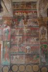 Title: Ramalinga Vilasam Palace Date: First half of the 18th century, restored Description: Bhagavata Purana narrative; On the left and the right wall projections: Vamana avatara and Parashurama avatara; fly-whisk bearer and lamp bearer. Location: Tamil Nadu Palace;Ramanathapuram Positioning: Room 1, north wall