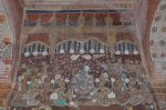 Title: Ramalinga Vilasam Palace Date: First half of the 18th century, partly retouchedDescription:  Krishna and sixteen attendants. Location: Tamil Nadu Palace;Ramanathapuram Positioning: Room 4 , The 'King's Bedroom', west wall