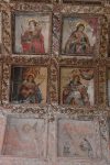 Title: Institute Mater Dei; Old Goa Date: c. 1637-1731Description: Top row: Sts. Apollonia, Dina; Central row: Sts. Justina; Agatha; Bottom row: Sts Matthew (disappeared); St Andrew (disappeared).
 Location: Monuments;Old Goa Positioning: Basement, ceiling of the lecture hall
