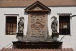 Title: Institute Mater Dei; Old Goa Date: 17th centuryDescription: Coat of arms on the wall of the Convent: ‘Praise be the Blessed Sacrament’ and ‘Liber vitae agni’ and the dates of the laying of the first stone, 1606, and of the dedication: 1634. Location: Monuments;Old Goa Positioning: External wall