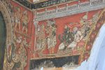 Title: Zamindar's Palace Date: mid-19th centuryDescription: Rama and Lakshmana, Shiva’s bow at their feet, stand before Vishvamitra, Shatananda, King Janaka, and his minister. Location: Tamil Nadu Palace;Bodinayakkanur Positioning: Lakshmi Vilasam