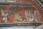 Title: Zamindar's Palace Date: mid-19th centuryDescription: Hanuman carries Rama and Lakshmana on his shoulders to meet Sugriva and his followers. Location: Tamil Nadu Palace;Bodinayakkanur Positioning: Darbar Hall