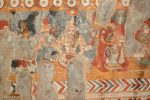Title: Tyagaraja Temple; Devasiriya mandapa; Tiruvarur Date: 17th centuryDescription: Vishnu performs the panchagni tapas (five-fires penance). On the left, Sridevi. Location: Tamil Nadu Temple;Tyagaraja Temple;Tiruvarur Positioning: Devasiriya mandapa, ceiling, first bay from the east