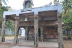 Title: Kailasanathar Temple; Senbogavalli Amman shrine; Nattam Date: Second half of the 17th century Description: Senbogavalli Amman shrine, open mandapa. The modern paintings flanking the entrance were no longer there in 2019. Location: Tamil Nadu Temple;Kailasanathar Temple;Nattam Positioning: Open mandapa, view from west