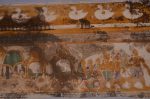 Title: Kallalagar Temple complex; Vasanta mandapa; Alagar Koyil Date: 18th centuryDescription: The royal party alight from their chariots and walk towards Mount Chitrakuta. Location: Tamil Nadu Temple;Kallalagar Temple complex;Alagar Koyil Positioning: Vasanta mandapa, west wall