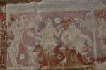 Title: Narumpunatha Temple; Tiruppudaimarudur Date: mid-17th centuryDescription: A ruler and his retainers. Location: Tamil Nadu Temple;Narumpunatha Temple;Tiruppudaimarudur Positioning: Gopura, second tier, south chamber, west wall