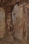 Title: Narumpunatha Temple; Tiruppudaimarudur Date: mid-17th centuryDescription: Wooden statue of a monkey and her baby. Location: Tamil Nadu Temple;Narumpunatha Temple;Tiruppudaimarudur Positioning: Gopura, third tier, transept, north east corner