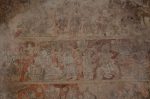 Title: Narumpunatha Temple; Tiruppudaimarudur Date: mid-17th centuryDescription: Indra challenges Vritrasura. Location: Tamil Nadu Temple;Narumpunatha Temple;Tiruppudaimarudur Positioning: Gopura, fourth tier, south chamber, east wall