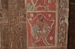 Title: Narumpunatha Temple; Tiruppudaimarudur Date: mid-17th centuryDescription: A rishi walking, drying his dhoti. Location: Tamil Nadu Temple;Narumpunatha Temple;Tiruppudaimarudur Positioning: Gopura, fourth tier, south chamber, south wall