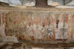 Title: Virabhadraswamy Temple; Lepakshi Date: First half of the 16th centuryDescription: Virapanna, governor of Penukonda, his brother, Viranna, and courtiers worship Virabhadra and Bhadrakali. Location: Andhra Pradesh Monument;Virabhadraswamy Temple;Lepakshi Positioning: Natyamandapa, second bay from the east, north end