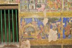 Title: Atmanatha Temple; Avudaiyarkoyil (Tirupperunturai) Date: Paintings: late 19th, early 20th centuryDescription: Fourth row: Manikkavachakar's retinue rest on their way to Tirupperunturai. Location: Tamil Nadu Temple;Atmanatha Temple;Avudaiyarkoyil Positioning: Sivananda Manikkavachakar shrine, south wall