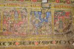 Title: Atmanatha Temple; Avudaiyarkoyil (Tirupperunturai) Date: Paintings: late 19th, early 20th centuryDescription: From left to right: The stories of Eripatta nayanmar; Yenati nayanmar and Kannappa nayanmar. Location: Tamil Nadu Temple;Atmanatha Temple;Avudaiyarkoyil Positioning: Sivananda Manikkavachakar shrine, prakara east wall