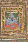 Title: Atmanath Temple; Avudaiyarkoyil (Tirupperunturai) Date: Paintings: late 19th, early 20th centuryDescription: Atharva Veda Location: Tamil Nadu Temple;Atmanatha Temple;Avudaiyarkoyil Positioning: Sivananda Manikkavachakar shrine, porch ceiling