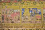 Title: Atmanatha Temple; Avudaiyarkoyil (Tirupperunturai) Date: Paintings: late 19th, early 20th centuryDescription: From left; The story of Appudi-Adigal nayanmar (a devotee of Appar); The story of Tirunilanakkar. Location: Tamil Nadu Temple;Atmanatha Temple;Avudaiyarkoyil Positioning: Sivanada Manikkavachakar shrine, prakara, south wall