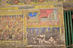 Title: Atmanatha temple; Avudaiyarkoyil (Tirupperunturai) Date: Paintings: late 19th, early 20th centuryDescription: Top row: The life of Eyarkoan Kalikkama nayanmar.Bottom row: Disappeared. Location: Tamill Nadu Temple;Atmanatha Temple;Avudaiyarkoyil Positioning: Sivananda Manikkavachakar shrine, prakara, north wall