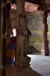 Title: Atmanatha Temple; Avudaiyarkoyil (Tirupperunturai) Date: 18th centuryDescription: Pillar in the entrance mandapa: Portrait of Srimad Vaidyanathan Tambiran. Location: Tamil Nadu Temple;Atmanatha Temple;Avudaiyarkoyil Positioning: Sivananda Manikkavachakar shrine, entrance