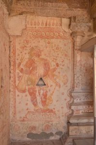 Title: Brihadishvara Temple complex; Ganapati shrine; Thanjavur Date: Late 18th early 19th centuryDescription: A dvarapala. Location: Tamil Nadu Temple;Brihadishvara Temple complex;Thanjavur Positioning: Ganapati shrine, porch, south of the entrance